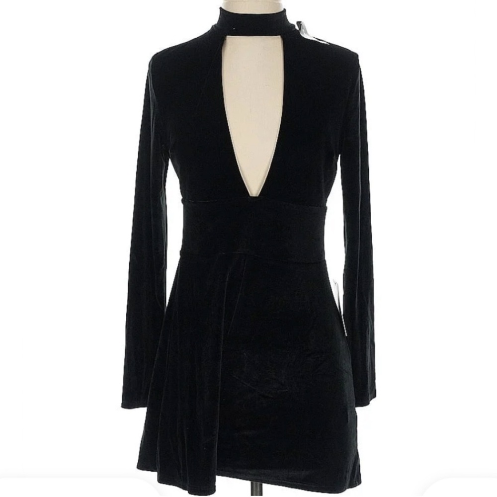 Express Black Bodycon Top Long Sleeve Plunge
